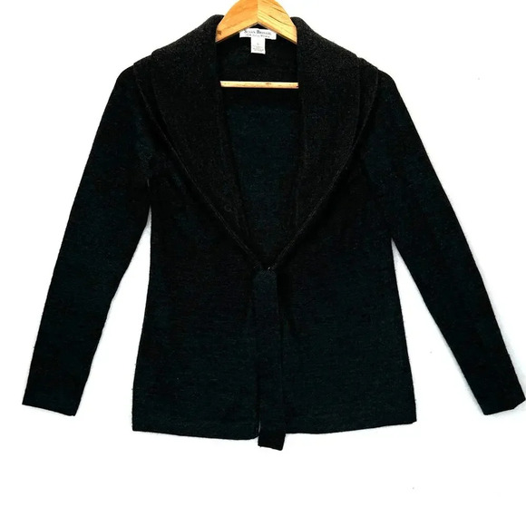 Susan Bristol 100% Italian Merino Wool Gray Cardigan Sz Small Minimalist Preppy - Picture 1 of 5